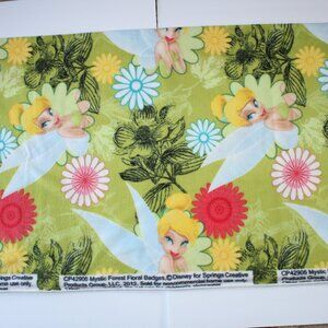 Disney Tinkerbell Mystic Forest Floral Badges 2012 Fleece Fabric 55" x 60"